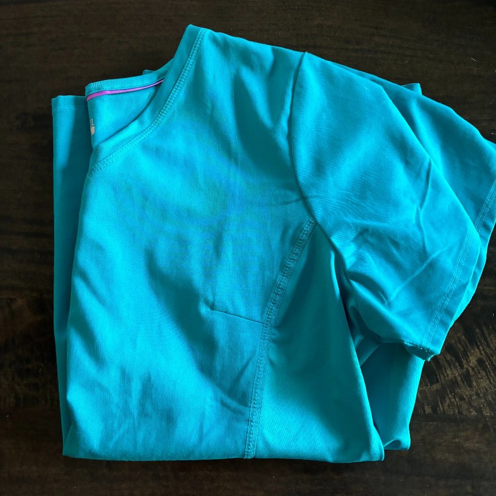 healing hands Yoga Scrubs Top Women Purple Label Teal size XL